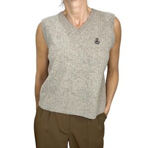 Vintage 90s Mango wool blend taupe brown boxy pullover knit sweater vest L